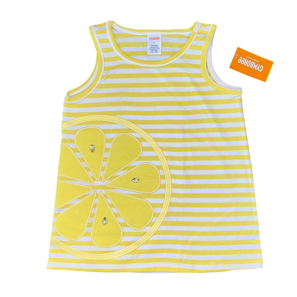 NWT Gymboree Yellow/White Stripes Embroidered Lemon Top & Clip - 5T - Picture 2 of 9